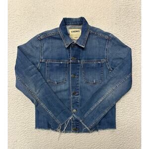 L'agence Janelle Slim Fit Raw Hem Denim Jacket Medium